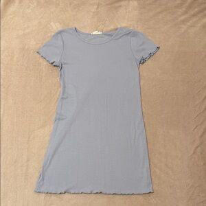 Pink Rose Ribbed Light Gray Top